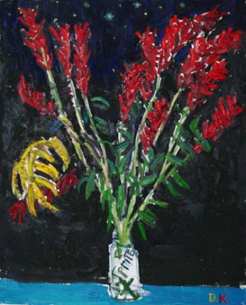 Red Flowers 32x40 $1800